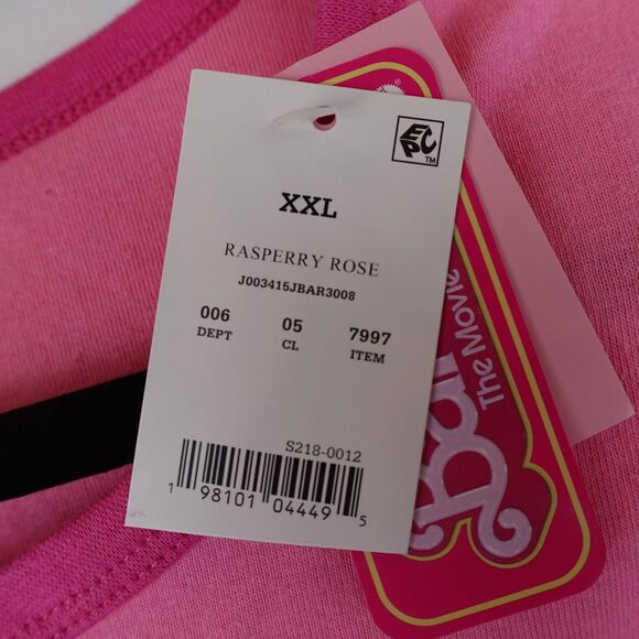 NWT Barbie The Movie Crop Top Shirt XXL Pink Logo Sleeveless Graphic Cute Girly - Picture 7 of 7